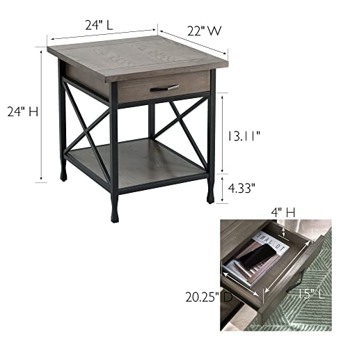 Image of Leick Home Chisel & Forge End Table, 24 inch, Smoke Gray, Matte Black