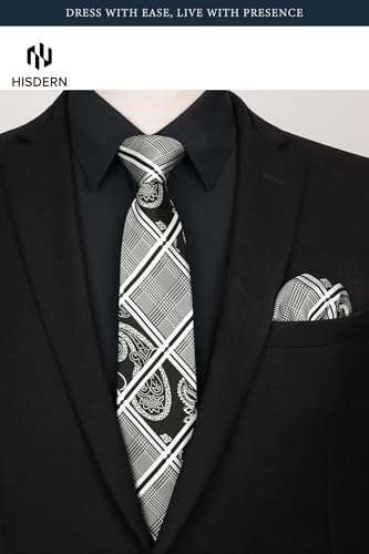 Image of HISDERN Mens Dress Shirt with Tie Pocket Square Set Classic Button Down Shirt Matching Tie Long Sleeve Shirts