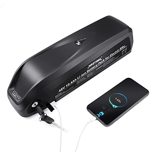 NASTIMA Bateria Bicicleta Electrica 48V 10.4Ah de Iones de Litio Ebike con Conexión USB, 30A BMS para 250w 500w 750w 1000w Motor Cover