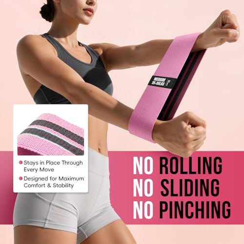 Image of Fabric Resistance Band Set with Exercise Guide, 3 Levels for Hip and Glute | For women and men; 3 resistance levels with an exercise guide for legs, squats, yoga, fitness, and physical therapy