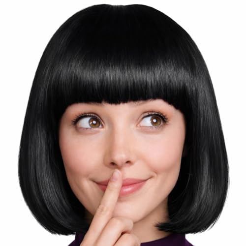 Bob Perruque Cabaret perruque Cheveux courts Charleston pour femmes, Homme et Enfants - Bob noir, Einheitsgröße