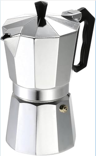 Moka Coffee Maker 3 Cup Italian Coffee Maker | Traditional Stovetop Espresso Machine | Suitable for Gas and Ceramic | Classic Design Easy to Use and Clean | Silver