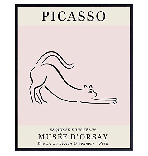 Cat Home Decor - Pablo Picasso Wall Art - Picasso Poster - Cat Wall Art - Pablo Picasso Poster - Pablo Picasso Prints - Pablo Picasso Art - Cat Wall Decor - Cute Cat Lover Gifts for Women - Pink