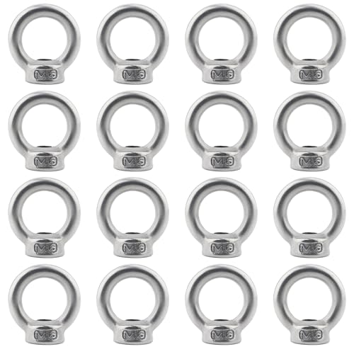 GIVIHGETI 13 Stück Ringmutter M6, 304 Edelstahl Augenschraube, Augbolzen, Ösenschraube, Ösenmutter, Öse, Ringösen, Ringschrauben für Hebezubehör