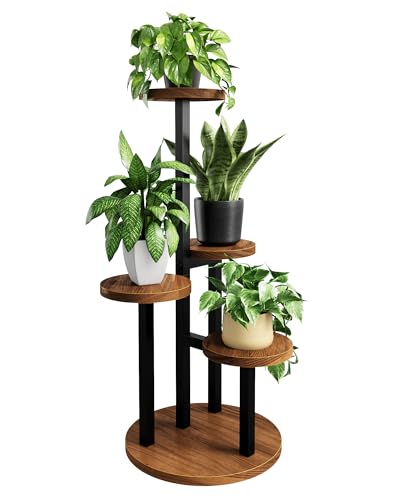 Bamworld Plant Tables Indoor Corner Plant Stand Tall Metal Wood Plant Shelf Outdoor Indoor Plant Table Rack 5 Tier Tier Plant Stand Garden Accessories for Living Room Balcony Patio