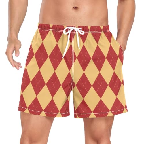 Pantalones cortos de playa transpirables con diseño de cuadros rojos