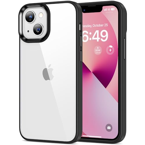 Image of HOOMIL Case for iPhone 13 Mini 5.4-Inch, Non-Yellowing, Drop Protection, Anti-Scratch Transparent Hard Back Phone Cover - Black
