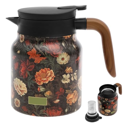 1000ml Vintage Floral Thermal Tea Pot with Infuser