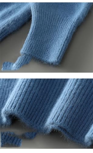 Mens Mock Neck Pullover Sweater Half Breasted Solid Warm Knitted Casual Jumper Tops3