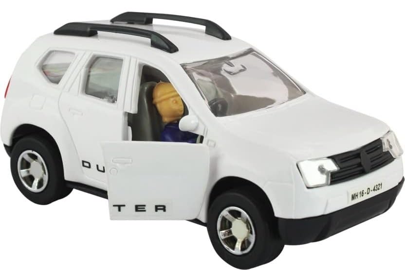 USCATALOG Pull Back Renault Duster Car | Opening Doors | Miniature Scaled Models || Dinky Cars |-White Colour