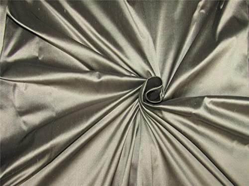 Tissu Dupioni soie naturelle noir gris 137 cm au mètre pour styliste couture DUP#A