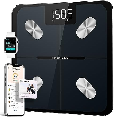 ETEKCITY Inteligentna waga ciała, cyfrowa waga do kąpieli z tkanką tłuszczową i wagą dla ludzi, elektroniczny analizator BMI Bluetooth (ST/LB/KG)