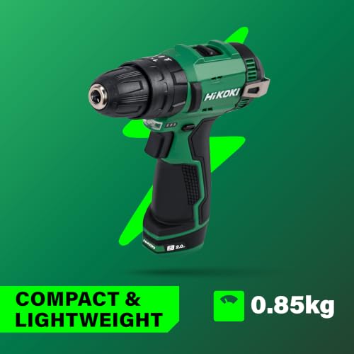 Image of HIKOKI DV12DE - Cordless Impact Driver Drill, 12V With 10mm Keyless Drill Chuck, 2 Speed Gear, 35 Nm Tightening Torque, Built-In Led Light, 1 Kg, 2 Batteries, Charger & Carry Case Included