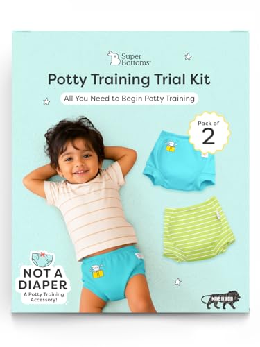 Image of superbottoms Padded Underwear for Babies & Toddlers, 3 Layers of Premium Cotton & DryFeel Layer, Ideal for Diaper-Free Time & Mess-Free Potty Training Pants, Pack of 2