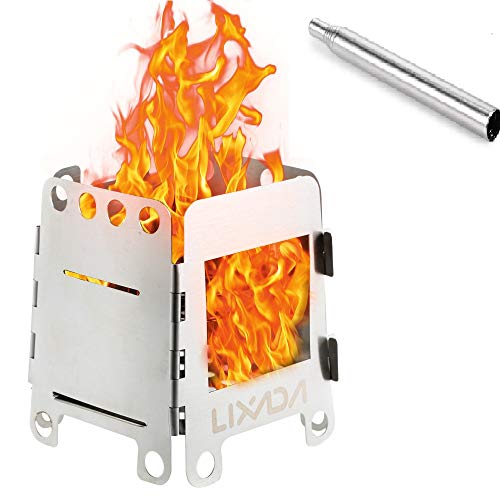 Lixada Camping Stove,Ultralight Folding Stainless Steel Wood Stove Pocket Alcohol Stove with Collapsible