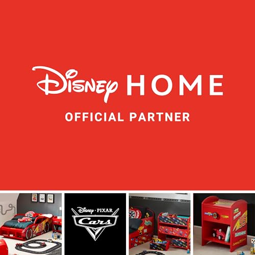 Disney Cars Lightning McQueen Kleinkinderbett: stabile Konstruktion, geschützte Seiten, Holzlatten, hellrot, passend für 140 cm x 70 cm Matratze (Matratze Nicht im Lieferumfang enthalten)