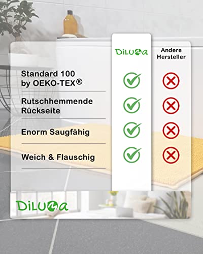 DILUMA Badematte Chenille 70x120 cm Lila Rutschfester Hochflor Badteppich Wellness Badvorleger Saugfähig und Flauschig – Bild 8