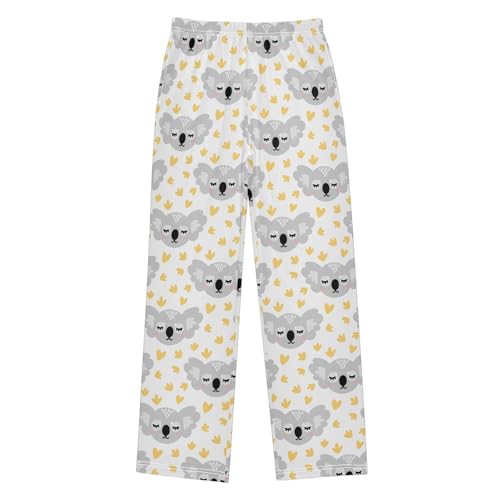 Koala and Love Heart Boys Long Pants Soft Trousers Elastic Waist Kids Lounge Bottoms with Pockets S-XL