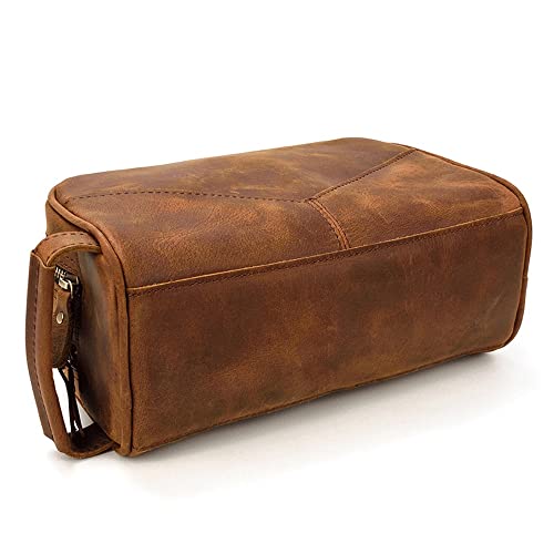 Travel Dopp Kit Toiletry Bag for Men & Women, Leather Shaving Kit Organizer Bathroom Case - Mens & Womens Shaving Bag - Image 5