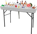 HiEthan 4Ft Folding Ice Cooler Table with Matching Skirt & Drain Hose, Foldable Outdoor Cooler, Portable Chill Table for Party, Picnic, BBQ, Camping