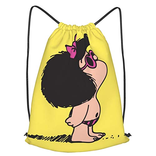 Fgjfdjj Mafalda Mochila Impermeable con cordón  Deportiva para Hombres Mujeres Niñas