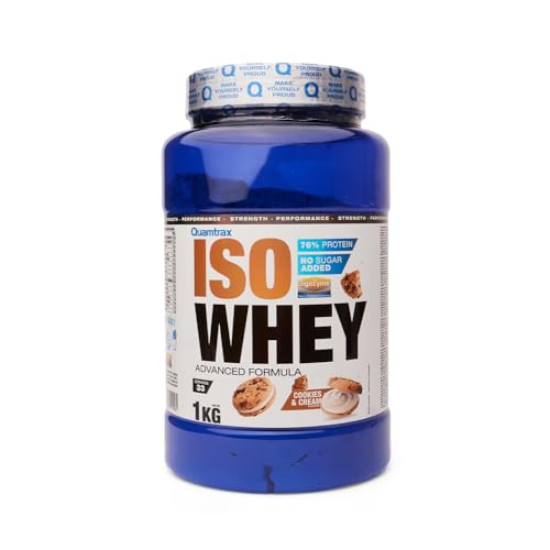 Quamtrax Nutrition - Iso Whey (Proteína de Suero de Leche Aislada) - 1 kg - Sabor Cookies and Cream - Alto contenido proteico, rápida absorción y bajo en grasas