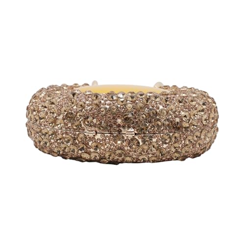 Image of UMREN Women Crystal Oval Shell Evening Purse Bags Luxury Rhinestone Clutch Unique Gems Handbag Bridal Wedding Shoulder Bag