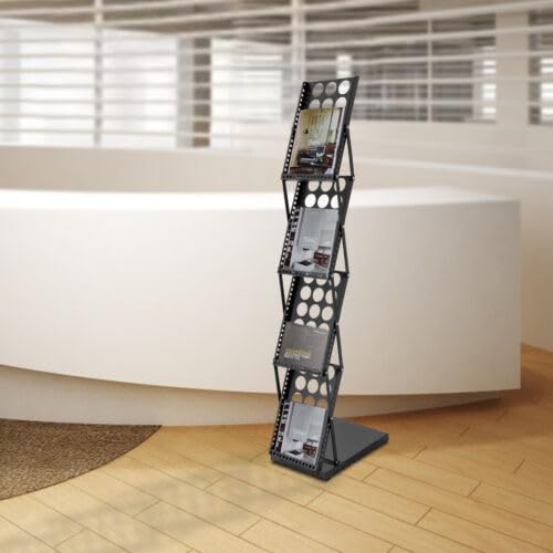 Portariviste pieghevole in metallo a 4 strati per letteratura rivista Rack Display Stand Art Nouveau per uffici e fiere 36 x 27 x 132 cm
