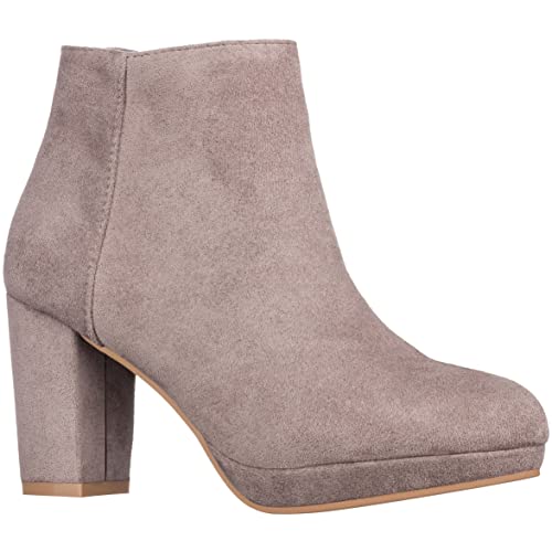 ILLUDE Women’s Ankle Bootie Side Zip Comfortable Block Heel Chunky Platform Ankle Boots