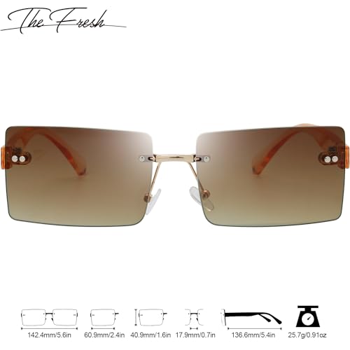 Image of The Fresh Minimalist Small Rectangular Sunglasses Clear Eyewear - Exquisite Packaging