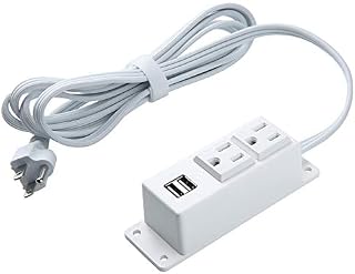 Power Strip with USB,2 AC Outlets 2 USB Charging Ports Mounting Power Center,6.5fT