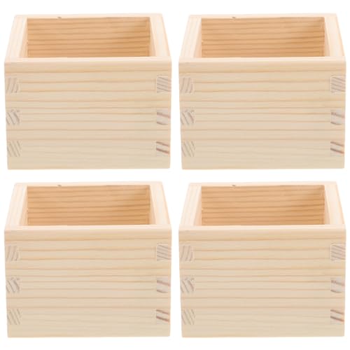 Caja de madera japonesa para sake reutilizable y de gran estabilidad para fiestas, 4 piezas 2