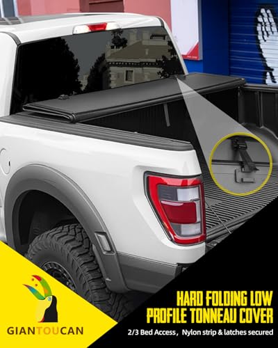 Image of Low-pro Hard Top Tri Fold Tonneau Cover compitable with 2019-2023 Ford Ranger(Inclu Raptor) 5ft(61 inch) Bed