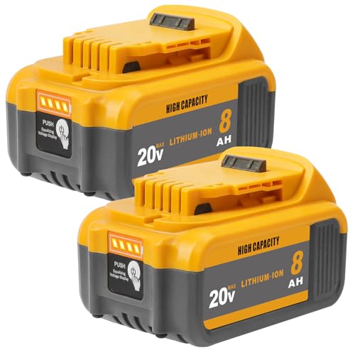 TENMOER 2-Pack 8.0Ah 20V Battery Compatible with DeWalt 20V MAX Battery
