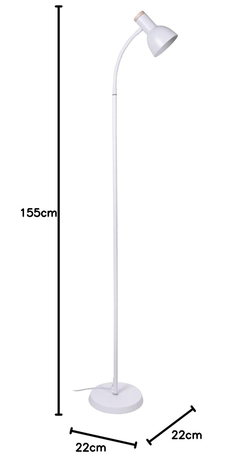 BEL AIR HOME - Lampada da Terra Argos | Piantana Industriale per Soggiorno e Stanza | Design Elegante | 155x22cm, Attacco E-27 (LAMPADINA NON INCLUSA) (BIANCO)