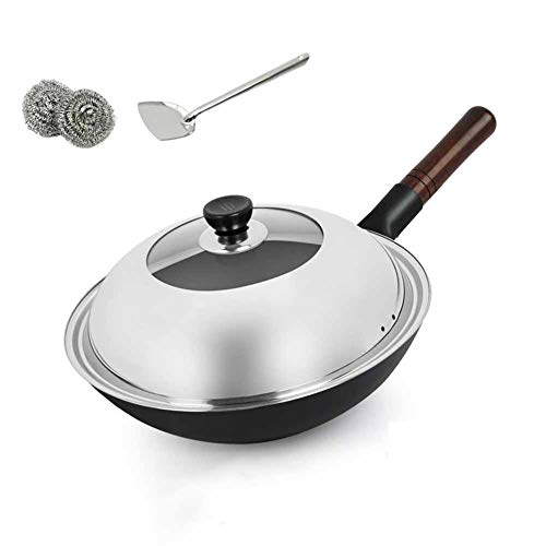Wok de hierro para cocina 30 cm sin recubrimiento