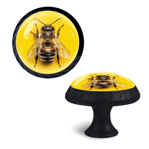Boutons de placard en cristal abeille jaune avec vis pour meuble et commode - 2