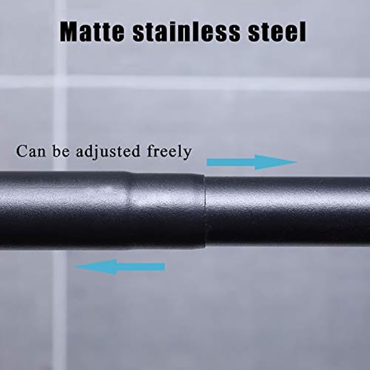 Shower Rod Curved No Drill, Adjustable L Shaped Shower Curtain Rod Pole, Wall Mounted Corner Shower Curtain Rod, 304 Stainless Steel, for Bathroom Black Matte,70 to 95cm 90 to 130cm