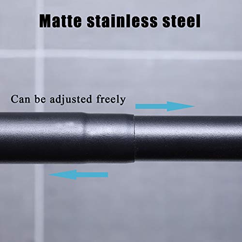 Shower Rod Curved No Drill, Adjustable L Shaped Shower Curtain Rod Pole, Wall Mounted Corner Shower Curtain Rod, 304 Stainless Steel, For Bathroom Black Matte,70 To 95Cm × 70 To 95Cm #TOP2