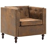 Sitzbreite: 52 cm vidaXL Sessel Chesterfield Wildleder-Optik Polster Clubsessel Lounge Armsessel