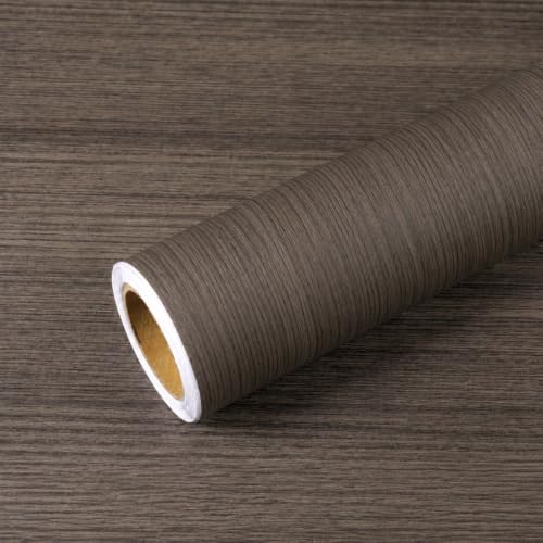Image of WISDOM Charcoal Grey Wood Grain Wallpaper Peel and Stick Waterproof Removable Adhesive Textured Contact Paper for Cabinets Countertops Waterproof 12x85 in, Charcol Wood