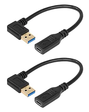 CERRXIAN 1ft Left Angle USB A To B Cable - 90 Degree Printer/Scanner Cable For Tight Spaces
