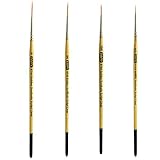 ZEM Brush Student Golden Synthetic Long Script Liners Brushes Sizes 20/0, 10/0, 5/0, 0