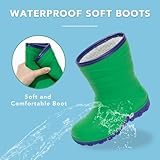 FUNCOO PLUS Kids Warm Fleece Wellies, Girls Boys Winter Waterproof Rain Boots Children Snow Boots Wellington BootsSize 7, Green - Image 5