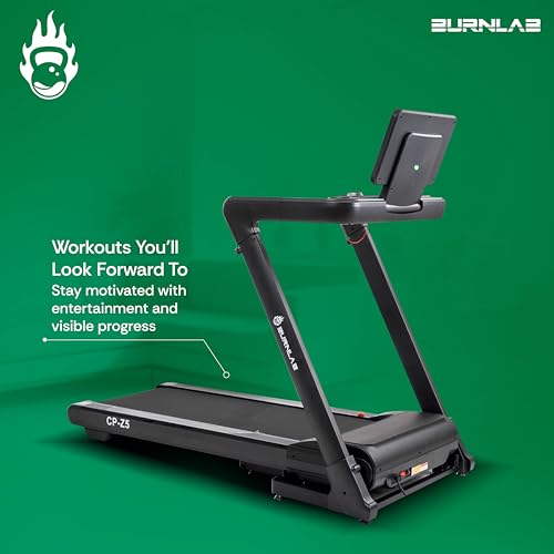 Image of Burnlab Treadmill Pro 3.2 Treadmill for Home |15% Auto Incline | 10.1 inch TFT Screen | 20km /hr Top Speed | 130KG Max User Running Machine | Heart Rate Sensors & Hydraulic Folding | USB,AUX &WiFi