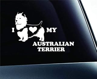 I Love My Australian Terrier Dog Symbol Decal Funny Car Truck Sticker Window (White), Decal Sticker Vinyl Car Home Truck Window Laptop