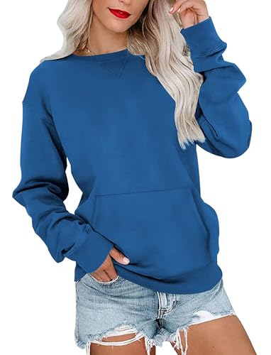 Image of Ovanviso Womens Long Sleeve Sweatshirt Casual Crewneck Cute Pullover Tops Lightweight Sweatshirt with Pocket