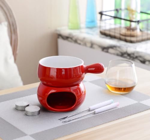 ITMEAT チーズフォンデュセット セラミック製 ハンドル付き 電気不要 チョコレートフォンデュ対応 ファミリーパーティー用 の商品画像 5