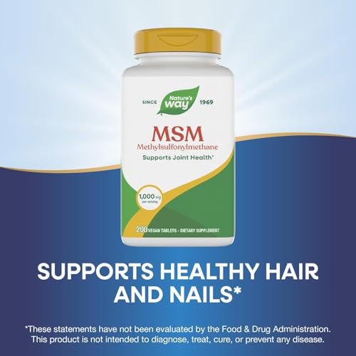 Nature's Way MSM, Supports Joint Health*, Healthy Hair & Nails*, 1000 mg per Serving, Gluten Free and Vegan, 200 Tablets (Packaging May Vary) - image 4