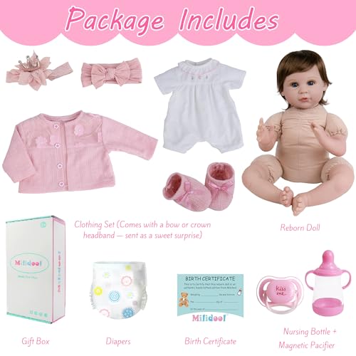 Image of Milidool Reborn Baby Doll 22 Inch Lifelike Realistic Girl Baby Doll with Teddy Bear Set for Girls Children